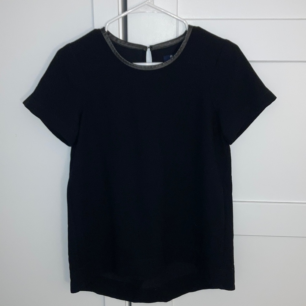 Madewell leather collar T shirt